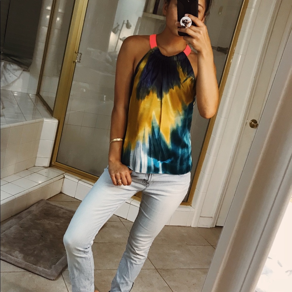Tahari Colorful Tie Dye Silk Top s, $30